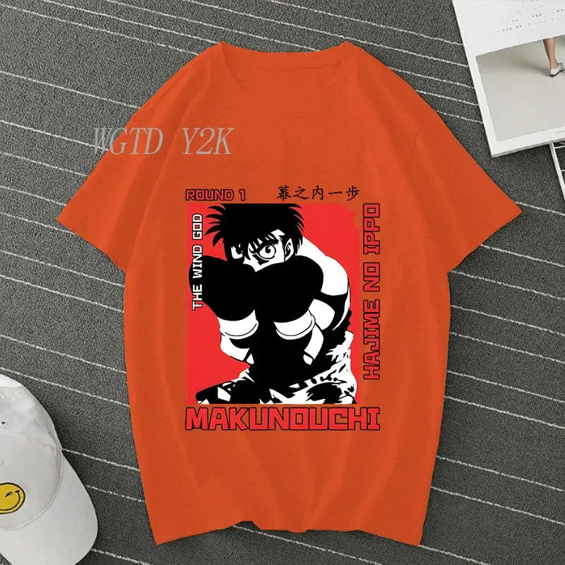 Hajime No Ippo: Kamogawa Boxing Gym T Shirt Men Women Crew Neck Casual Tops Tees Makunouchi Takamura KGB Graphic T-Shirts
