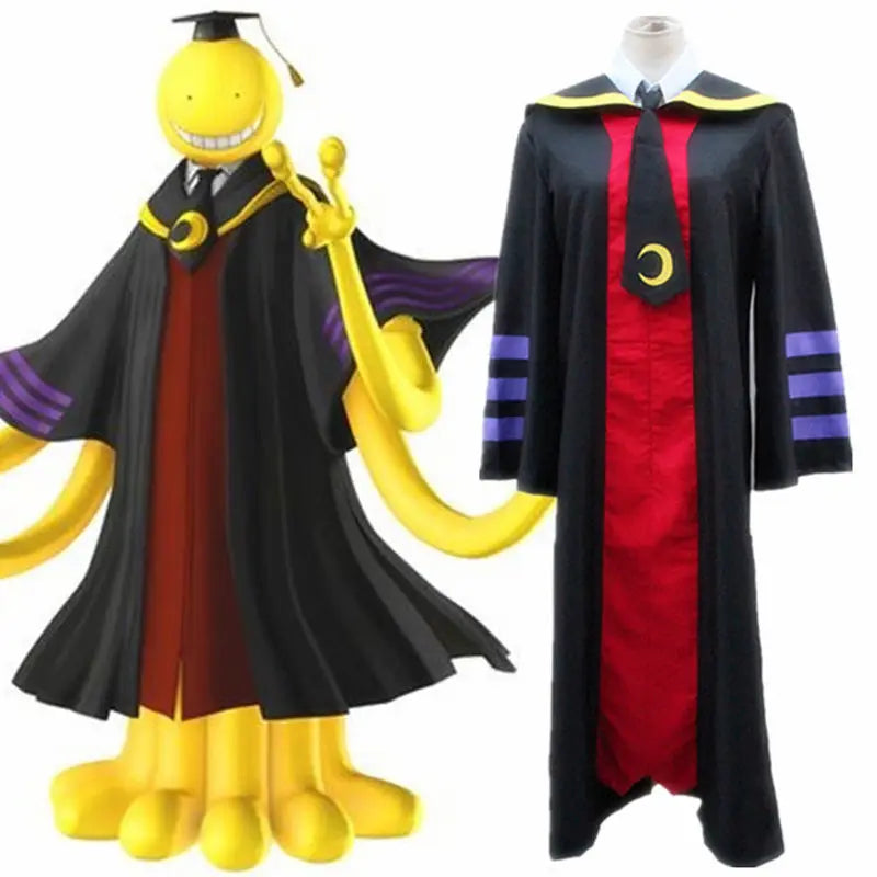 Assassination Classroom: Korosensei Cosplay Costume Cloak Cape Robe Tie Hat Party Suit Teacher School Uniform Women Men