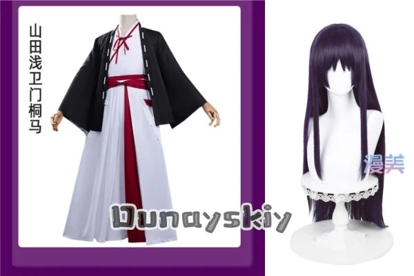Hell’s Paradise: Asaemon Cosplay Wig Costume Uniform Full Set Anime Jigokumon Halloween Performance Uniform Carnival Clothes