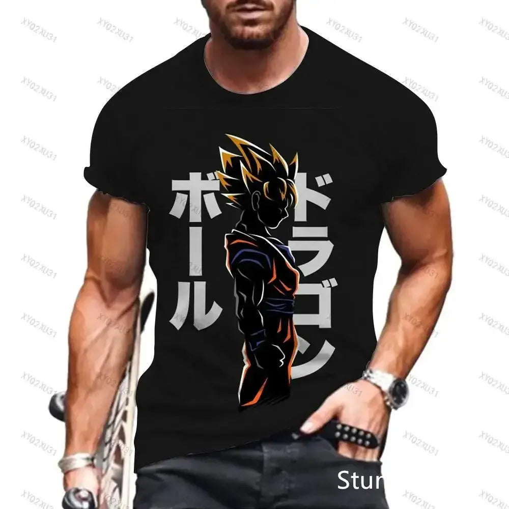 Dragon Ball: Men's 3D Printed Cartoon Tshirt Anime Z Tshirt Summer Harajuku Men Goku Clothes Super Saiya Short Sleeve T-shirt