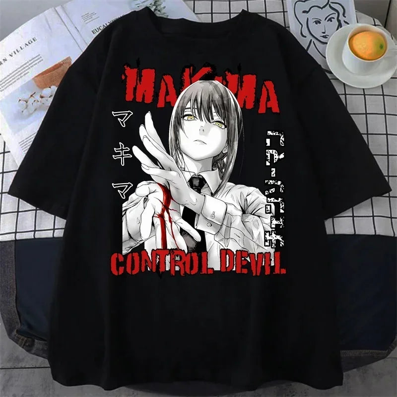 Chainsaw Man: Graphic Print T Shirt Men Women Fashion Casual Crew Neck Short Sleeve Unisex T Shirt