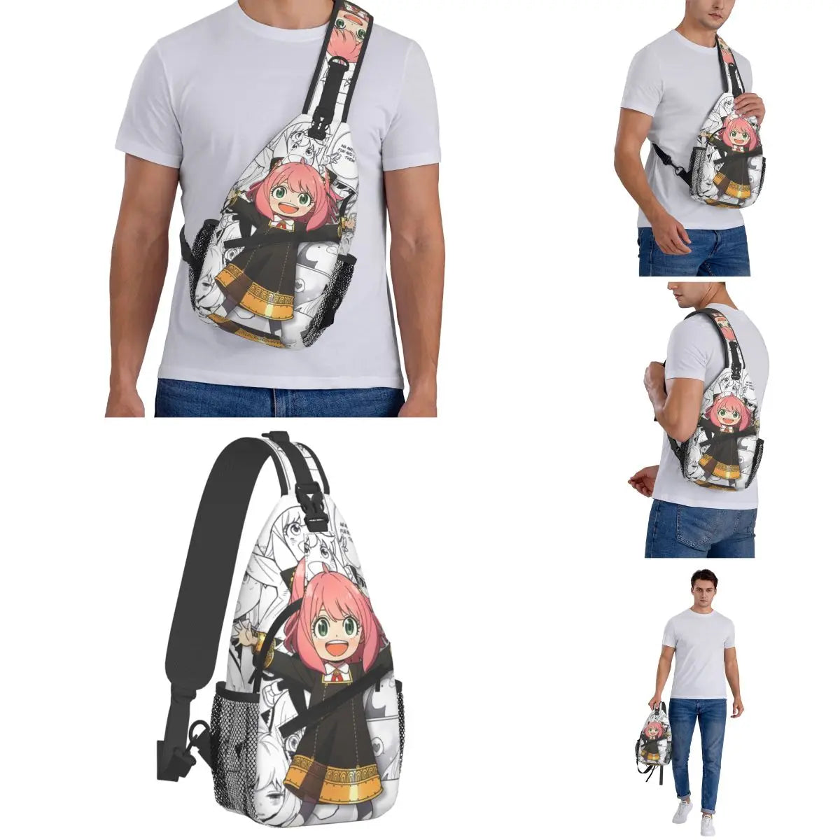 Spy X Family: Crossbody Sling Bag Small Chest Bag Anime Anya Forger Shoulder Backpack Daypack for Hiking Travel Travel Pack
