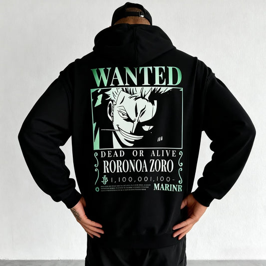 One Piece: Japanese Print Hoodie Roronoa Zoro Graphic Hoodies Long Sleeve Pullover Sweatshirt Y2K Harajuku Clothing