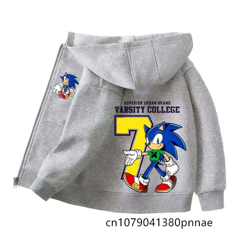 Sonic The Hedgehog: Zipper Hoodie Set Zipper Hoodie Fashion Coat Kids Cartoon Teen Tracksuits Toddler Clothe Sport Suit