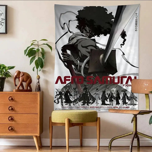 Afro Samurai: Anime Tapestry Hippie Flower Wall Carpets Dorm Decor Cheap Hippie Wall Hanging