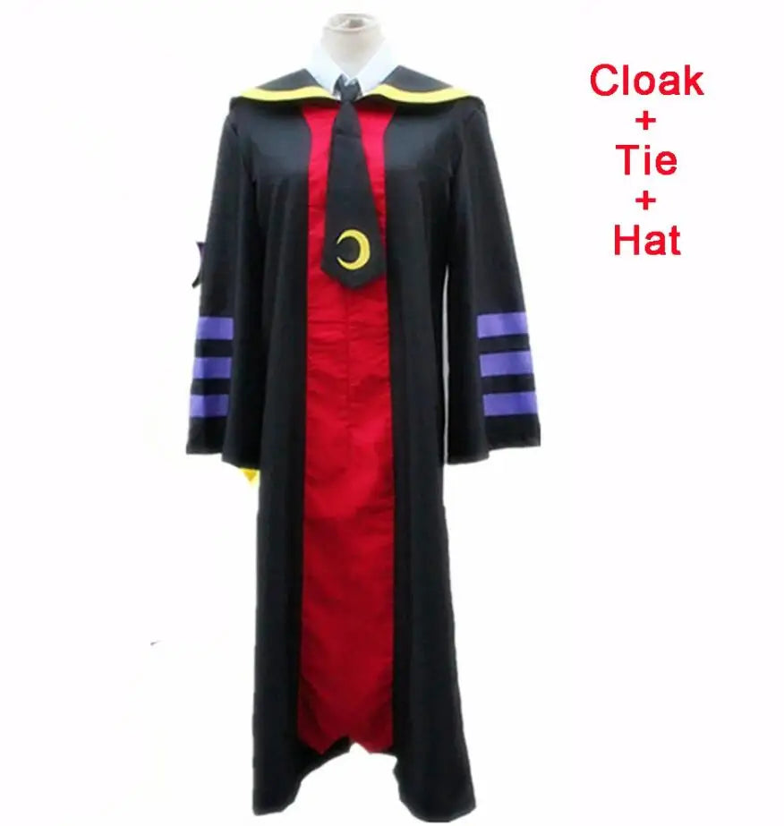 Assassination Classroom: Korosensei Cosplay Costume Cloak Cape Robe Tie Hat Party Suit Teacher School Uniform Women Men