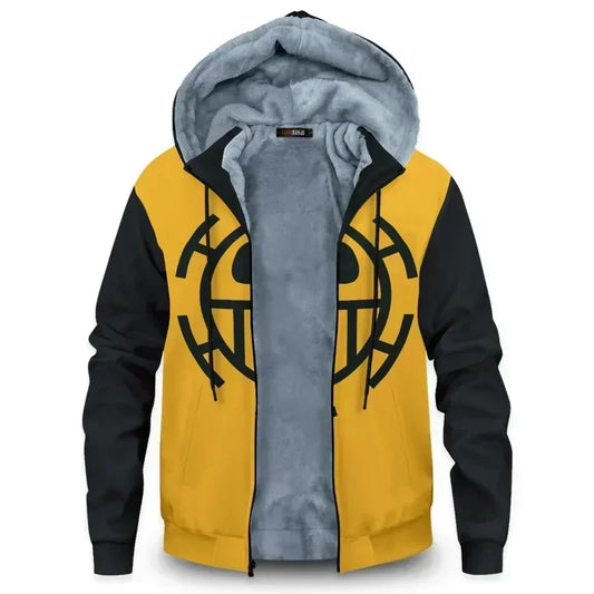 One Piece: Velvet Thick Warm Winter Oversized Hoodie Coat Zip Up Sweatshirt Winter Top Plus Size Coat Plush Jacket