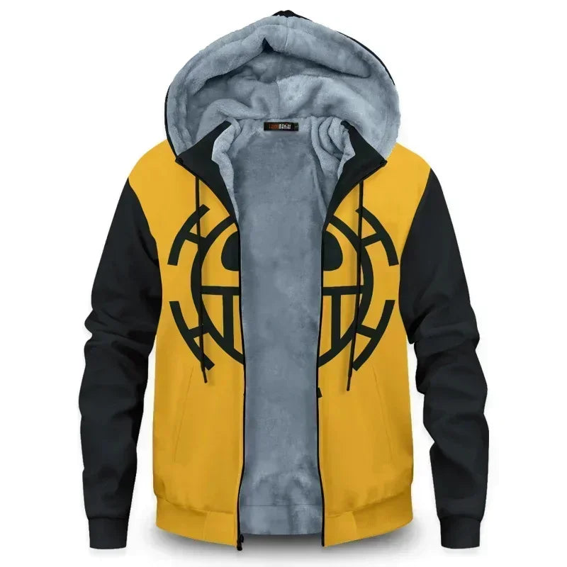 One Piece: Velvet Thick Warm Winter Oversized Hoodie Coat Zip Up Sweatshirt Winter Top Plus Size Coat Plush Jacket