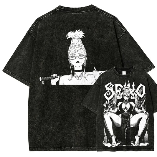 Dandadan: Manga Funny Graphic Print T-shirts Streetwear Hip Hop Harajuku Fashion Tees Retro Washed Cotton Washed Tops