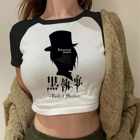 Black Butler: tshirt female Psychedelic Colorful Pastel anime Y2k t-shirt korean clothes aesthetic Comfortable graphic women