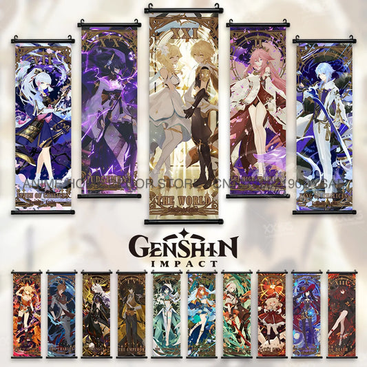 Genshin Impact: Posters Kamizato Ayaka Home Decor Klee Decorative Painting Barbara Scrolls Picture Arataki Itto Wall Artwork Sayu