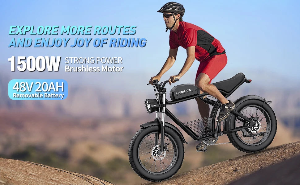 Yowamushi Pedal: Electric Bike for Adults 3000W 1500W 32MPH 48V 23AH Max 75Miles Electric Motorcycle 20" Fat Tire Dirt Bike Shamano 7-Speed EBike