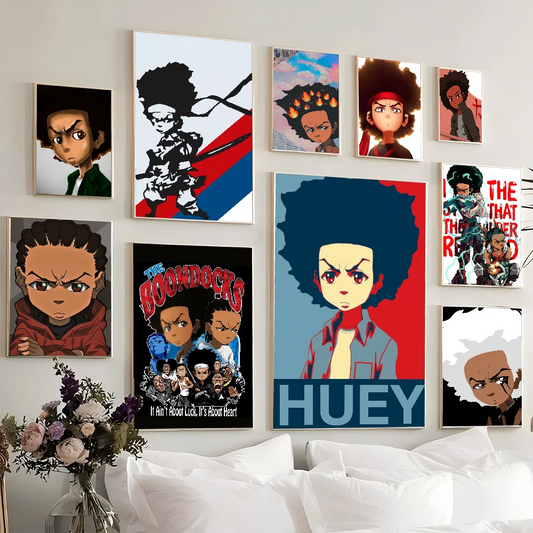 The Boondocks: Huey Freeman Classic Anime Poster Fancy Wall Sticker for Living Room Bar Decoration Decor Art Wall Stickers