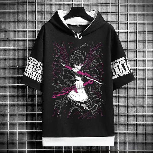 Solo Leveling :T-Shirt Hoodies New Anime Manga Black Shirt Tee Korean Fashion Short Sleeve Tops Graphic T Shirts Men's Clothing