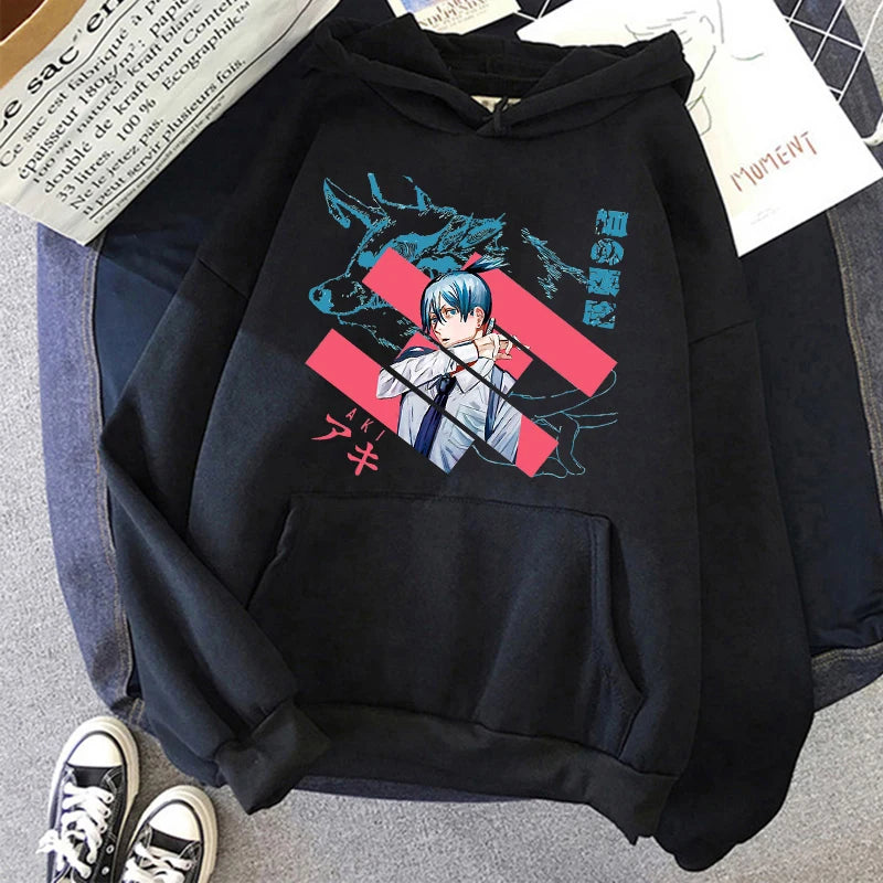 Chainsaw Man: Plus Size Sweatshirt Harajuku Long Sleeve Pullover Casual Streetwear Clothes Tops