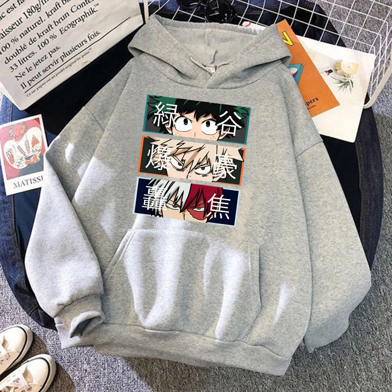 My Hero Academia: Autumn Winter Fashion Long-Sleeved Sweater Anime Deku Bakugou Katsuki Todoroki Shoto Outdoor Sports Hoodie