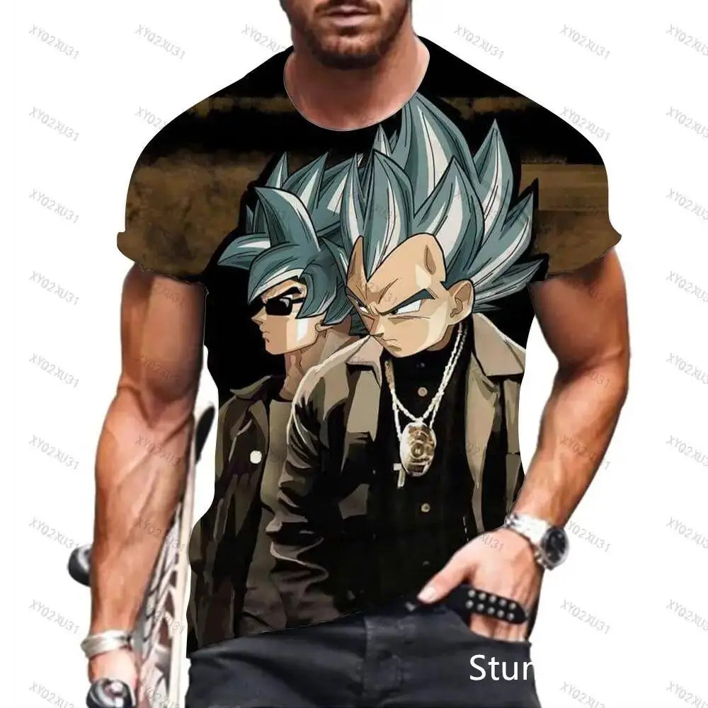 Dragon Ball: Men's 3D Printed Cartoon Tshirt Anime Z Tshirt Summer Harajuku Men Goku Clothes Super Saiya Short Sleeve T-shirt