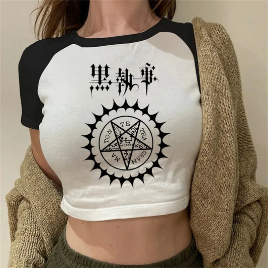 Black Butler: tshirt female Psychedelic Colorful Pastel anime Y2k t-shirt korean clothes aesthetic Comfortable graphic women