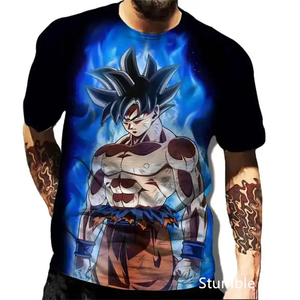 Dragon Ball: Men's 3D Printed Cartoon Tshirt Anime Z Tshirt Summer Harajuku Men Goku Clothes Super Saiya Short Sleeve T-shirt