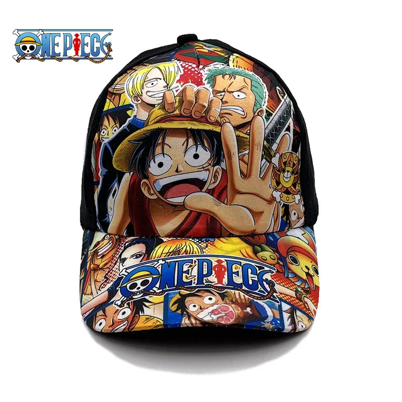 One Piece: Anime Baseball Cap Adjustable Print Summer Sun Hat Luffy Cartoon Cotton Breathable Beach Cosplay Flat Hats Kids Toys