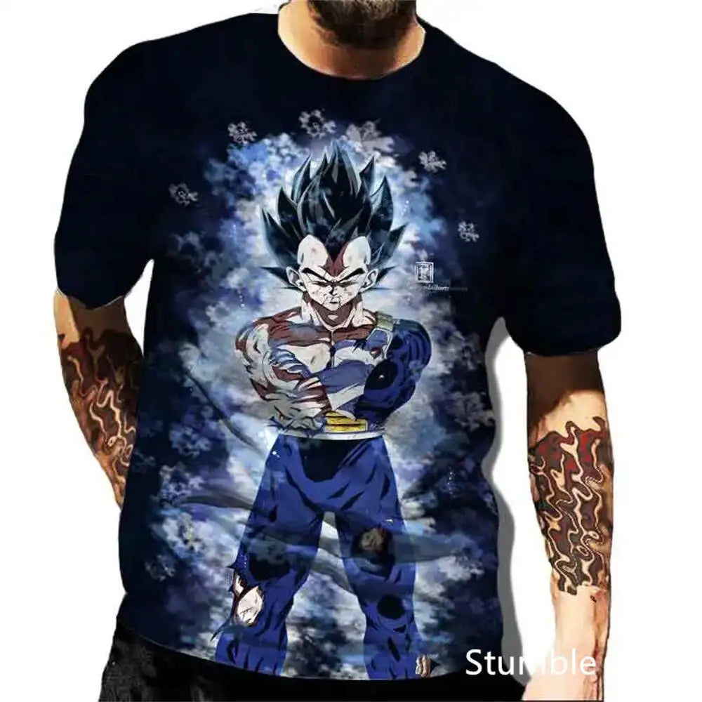 Dragon Ball: Men's 3D Printed Cartoon Tshirt Anime Z Tshirt Summer Harajuku Men Goku Clothes Super Saiya Short Sleeve T-shirt