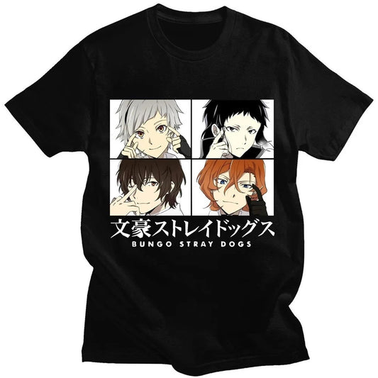 Bungo Stray Dogs: Short Sleeve Anime Men T Shirt Punk High Street T-shirt Tops