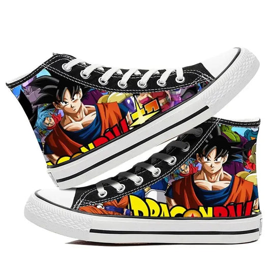 Dragon Ball: Hand-painted graffiti printing men's high-top canvas shoes goku
