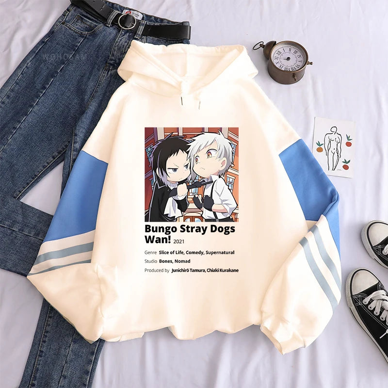Bungo Stray Dogs: Nakajima Atsushi Hoodies Kawaii Appliques Patchwork Pullover