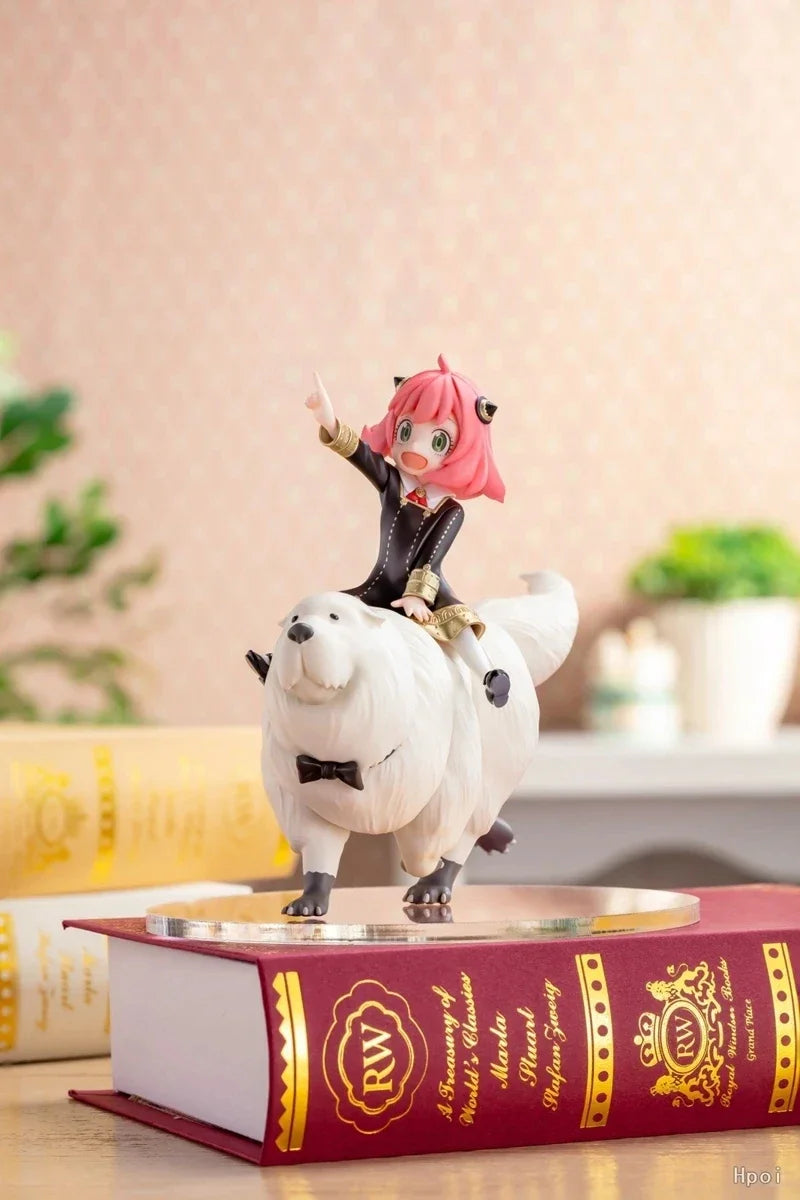 SPY x FAMILY: 14CM Anime Figure Anya Forger Cute PVC Action Model Riding Dog Bond Collectible Gift