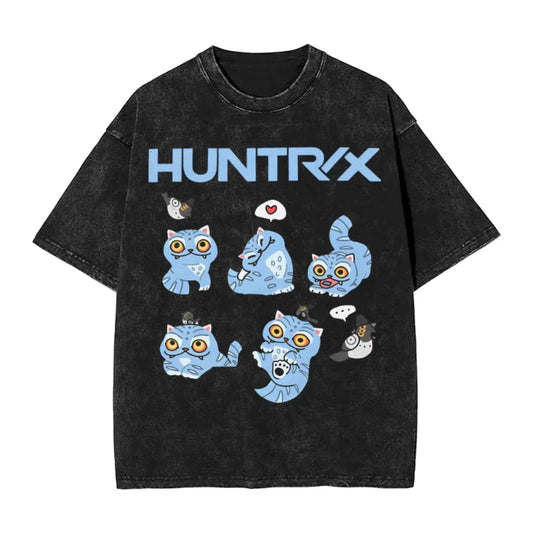 K-Pop Demon Hunters Washed T-Shirt Man Derpy Tiger Casual T-Shirts Summer Breathable Trendy Tee Shirt Design Plus Size Clothes