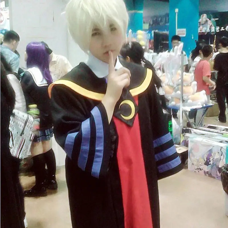 Assassination Classroom: Korosensei Cosplay Costume Cloak Cape Robe Tie Hat Party Suit Teacher School Uniform Women Men