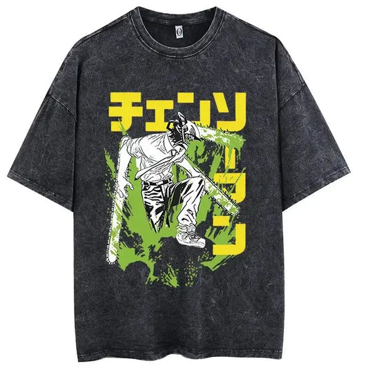 Chainsaw Man: Shark Slayer T-shirt Anime Shirt Vintage Men's T-shirt Pure Cotton Leisure Sports Harajuku Summer New 2025