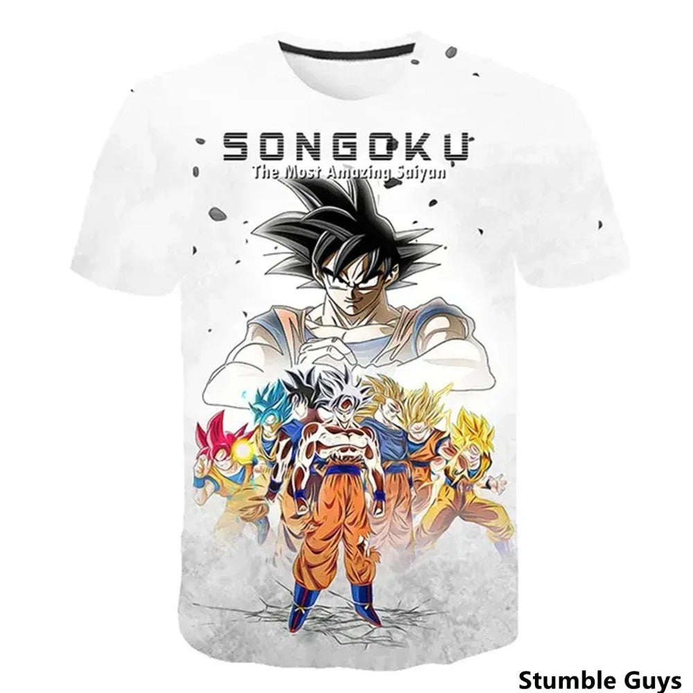 Dragon Ball: Men's 3D Printed Cartoon Tshirt Anime Z Tshirt Summer Harajuku Men Goku Clothes Super Saiya Short Sleeve T-shirt
