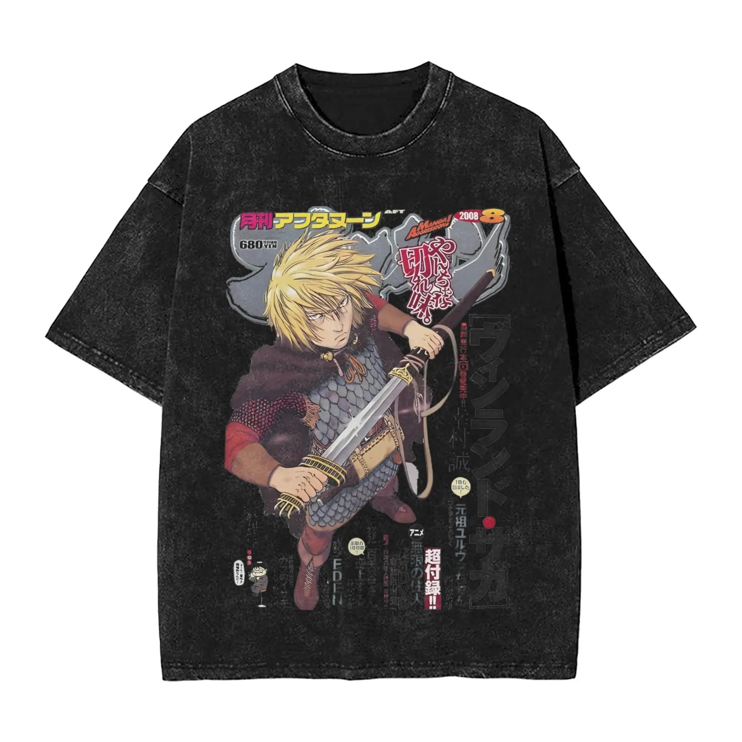 Vinland Saga: T Shirt Hip Hop Washed 100% Cotton Oversize T-Shirts Streetwear Summer Tee Shirt