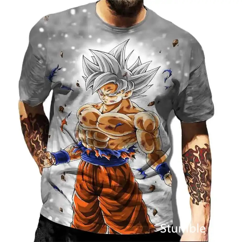Dragon Ball: Men's 3D Printed Cartoon Tshirt Anime Z Tshirt Summer Harajuku Men Goku Clothes Super Saiya Short Sleeve T-shirt