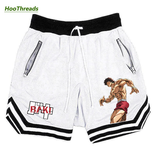 Baki Hanma: Active Athletic Shorts for Print Breathable Quick Dry Basketball Shorts with Zippered Pockets Gym Fitness