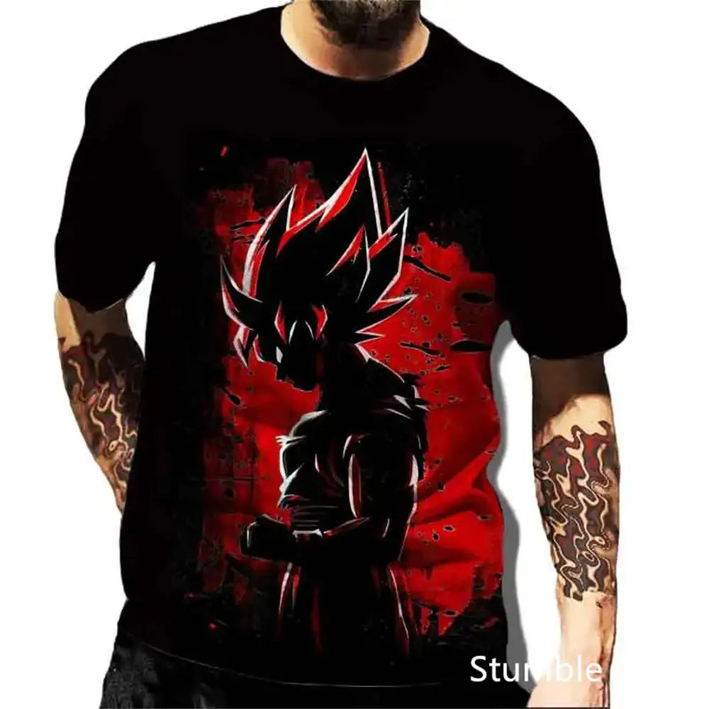 Dragon Ball: Men's 3D Printed Cartoon Tshirt Anime Z Tshirt Summer Harajuku Men Goku Clothes Super Saiya Short Sleeve T-shirt