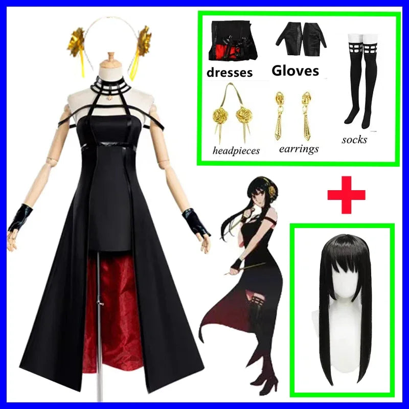 Spy X Family : CHILD DY20Anime Cosplay Costume Yor Forger Sexy Dress Loid Forger Light Green Suit Anya Kawaii Outfit Carnival Party Wig