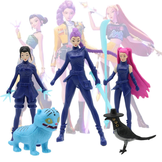 5pcs Anime Kpop Demon Hunters Derpys Tiger Ranimeumi Mira Zoey Sussy PVC Action Figure Toys Anime Figurine Doll For Fans Gift