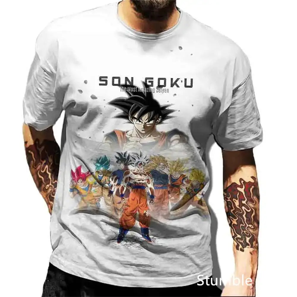 Dragon Ball: Men's 3D Printed Cartoon Tshirt Anime Z Tshirt Summer Harajuku Men Goku Clothes Super Saiya Short Sleeve T-shirt