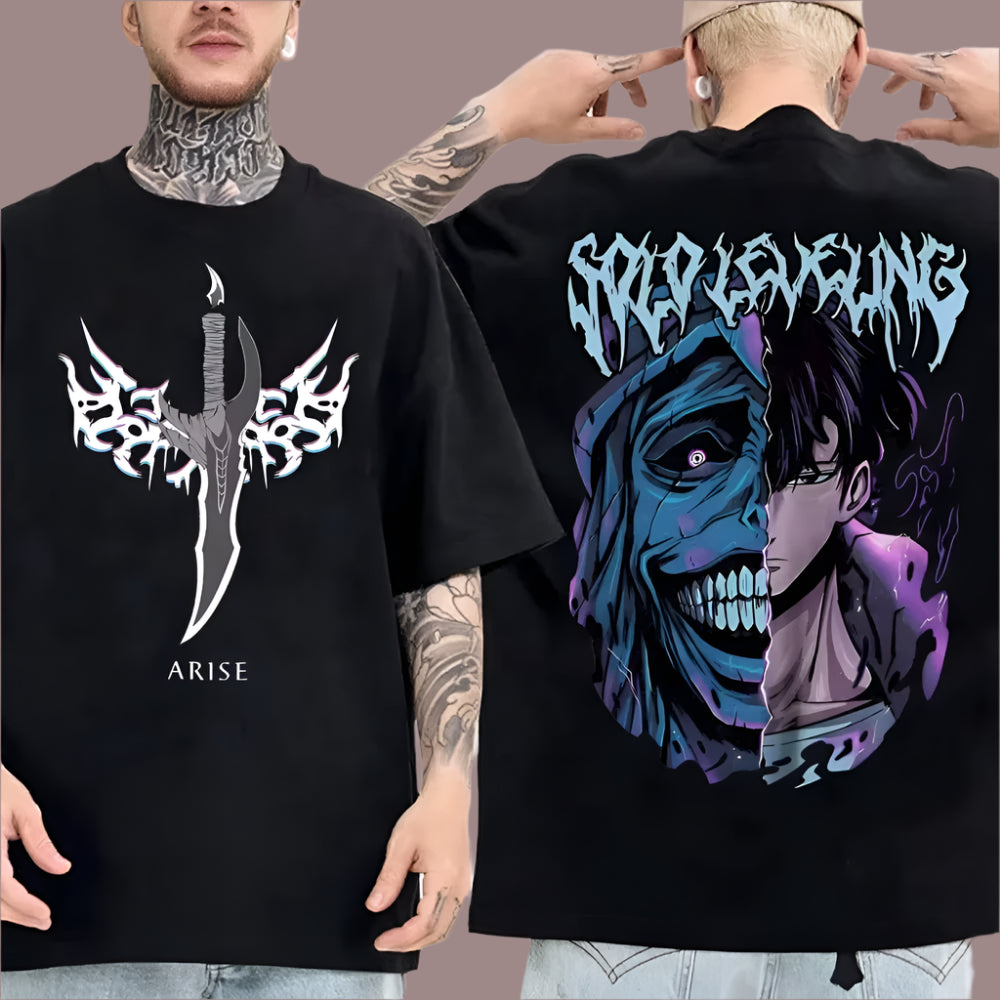 Solo Leveling: T Shirt Men Sung Jinwoo Graphic Tees Harajuku Short Sleeve