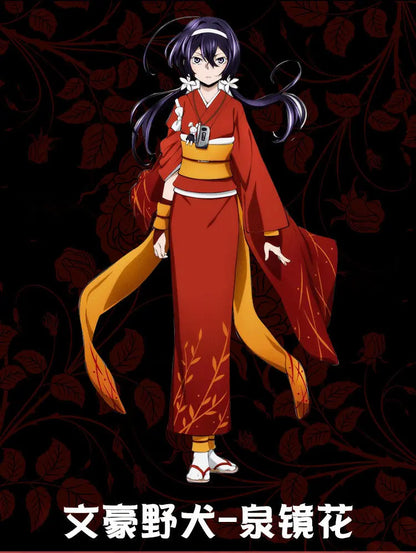 Bungo Stray Dogs: Izumi Kyōka Cosplay Costume Full Set Kimono Obi Hair Accessories Anime Role Play