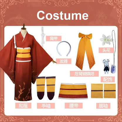 Bungo Stray Dogs: Izumi Kyōka Cosplay Costume Full Set Kimono Obi Hair Accessories Anime Role Play