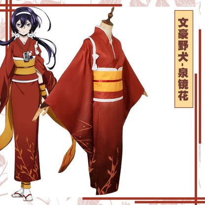 Bungo Stray Dogs: Izumi Kyōka Cosplay Costume Full Set Kimono Obi Hair Accessories Anime Role Play