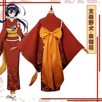 Bungo Stray Dogs: Izumi Kyōka Cosplay Costume Full Set Kimono Obi Hair Accessories Anime Role Play