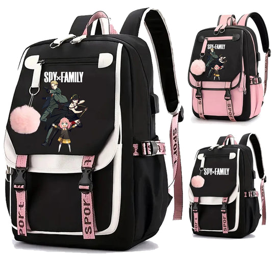 Spy X Family: Backpack Teenager Casual Street USB Yor And Loid Rucksack Large Capacity Cute Kawaii Girls Backpack School Bags