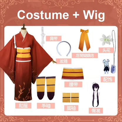 Bungo Stray Dogs: Izumi Kyōka Cosplay Costume Full Set Kimono Obi Hair Accessories Anime Role Play