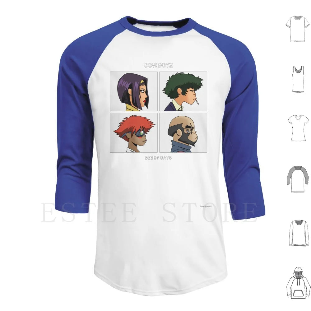 Cowboy Bebop:  Days Hoodies Long Sleeve Music Anime Album Art Pop Culture Geek Nerd Cartoon Parody Mashup Team Group Cowboys