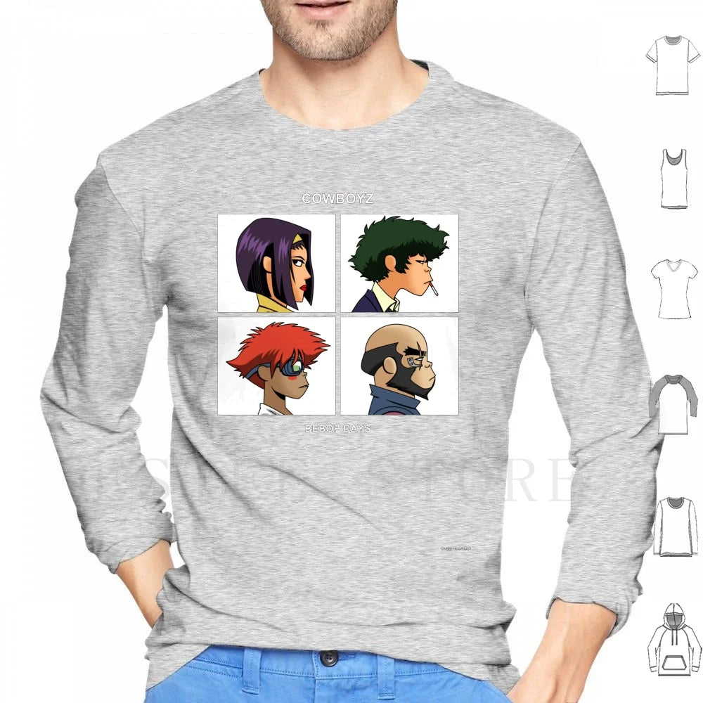 Cowboy Bebop:  Days Hoodies Long Sleeve Music Anime Album Art Pop Culture Geek Nerd Cartoon Parody Mashup Team Group Cowboys
