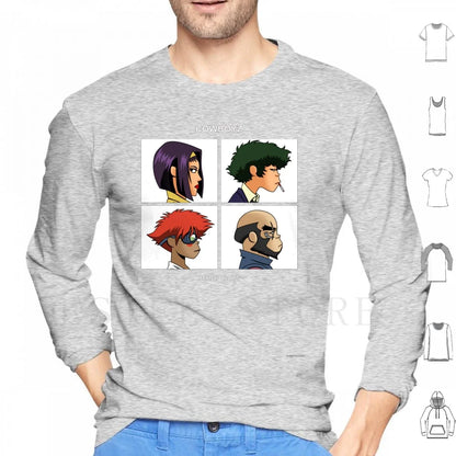 Cowboy Bebop:  Days Hoodies Long Sleeve Music Anime Album Art Pop Culture Geek Nerd Cartoon Parody Mashup Team Group Cowboys
